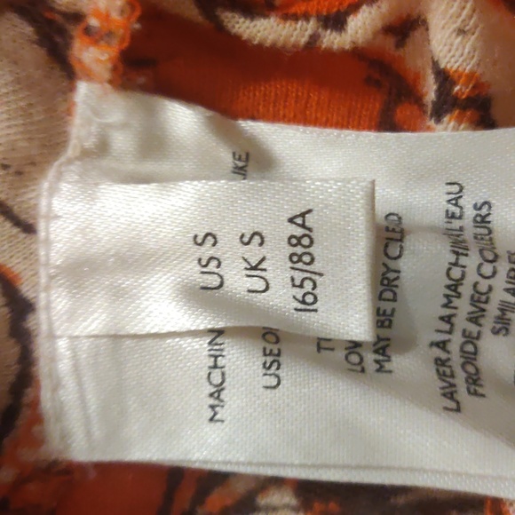 Free People top size S. Color orange/cream. Cotton/modal. Made in India. - Picture 8 of 10